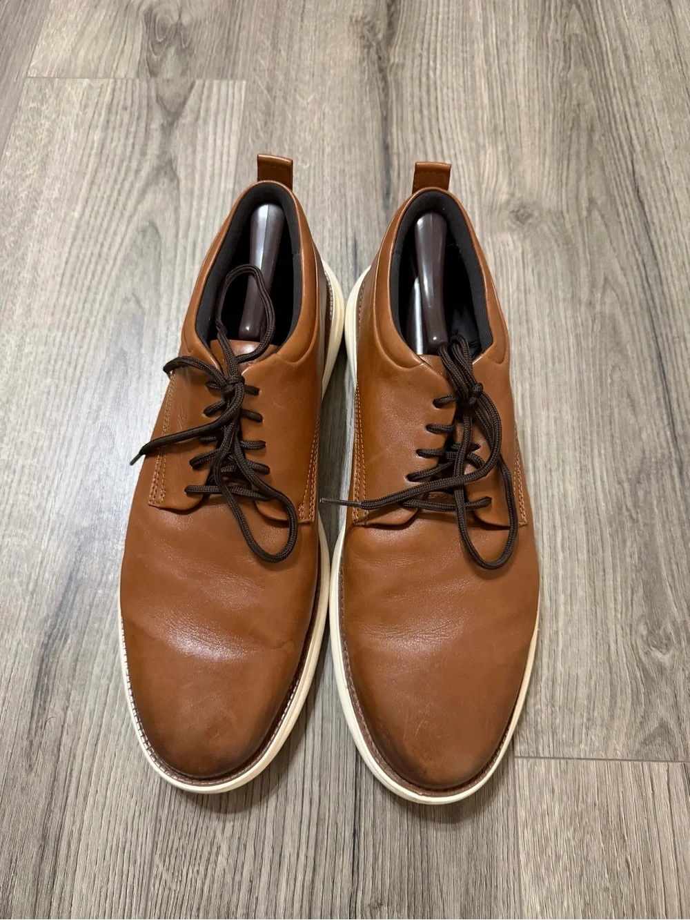 Cole Haan Tan Leather Derby Sneakers with Cream Sole